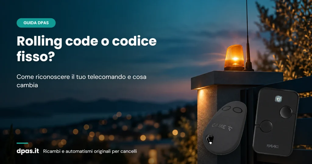 Guida DPAS: telecomando del cancello rolling code o codice fisso, come riconoscerli