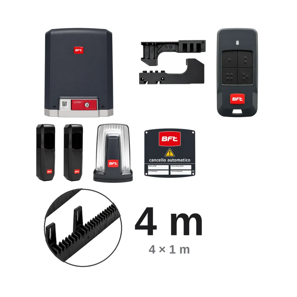 Kit BFT DEIMOS ULTRA BT con cremagliera in nylon da 4 metri