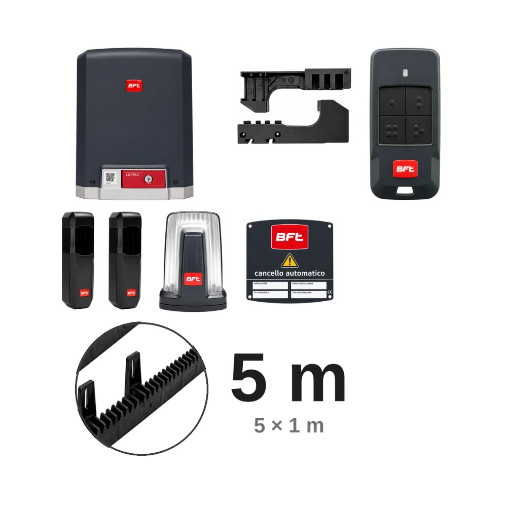Kit BFT DEIMOS ULTRA BT con cremagliera in nylon da 5 metri