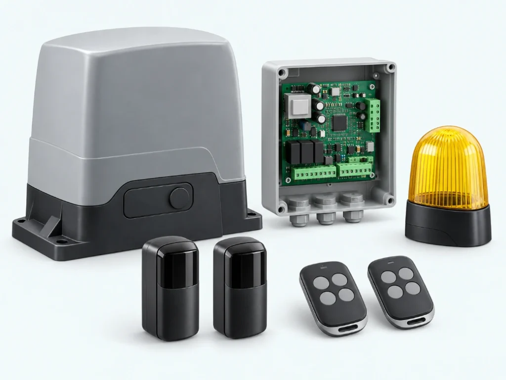 Componenti tipici di un kit di automazione per cancello